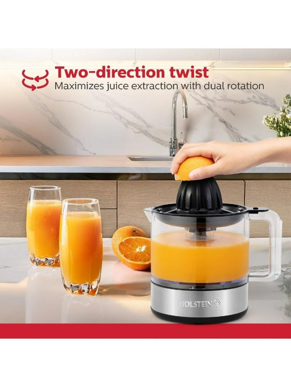 Electric Citrus Juicer 27oz - Black Stainless Steel for Fresh Orange Lemon Juice